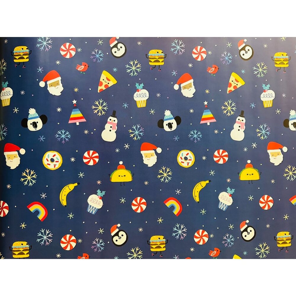 Hallmark Wrapping Paper Christmas Candy Fast Food Rainbow Pizza Burger 40 sq ft